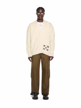 OFF WHITE Arrow 3D Stitch Cardigan CREAM - BEECH OMHB02LF25KNI001