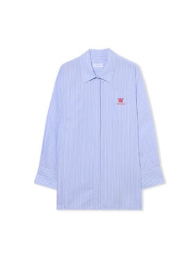 OFF WHITE Striped Poplin Shirt Dress KENTUCKY BLUE-RED DAHLIA OWDG00EF25FAB001