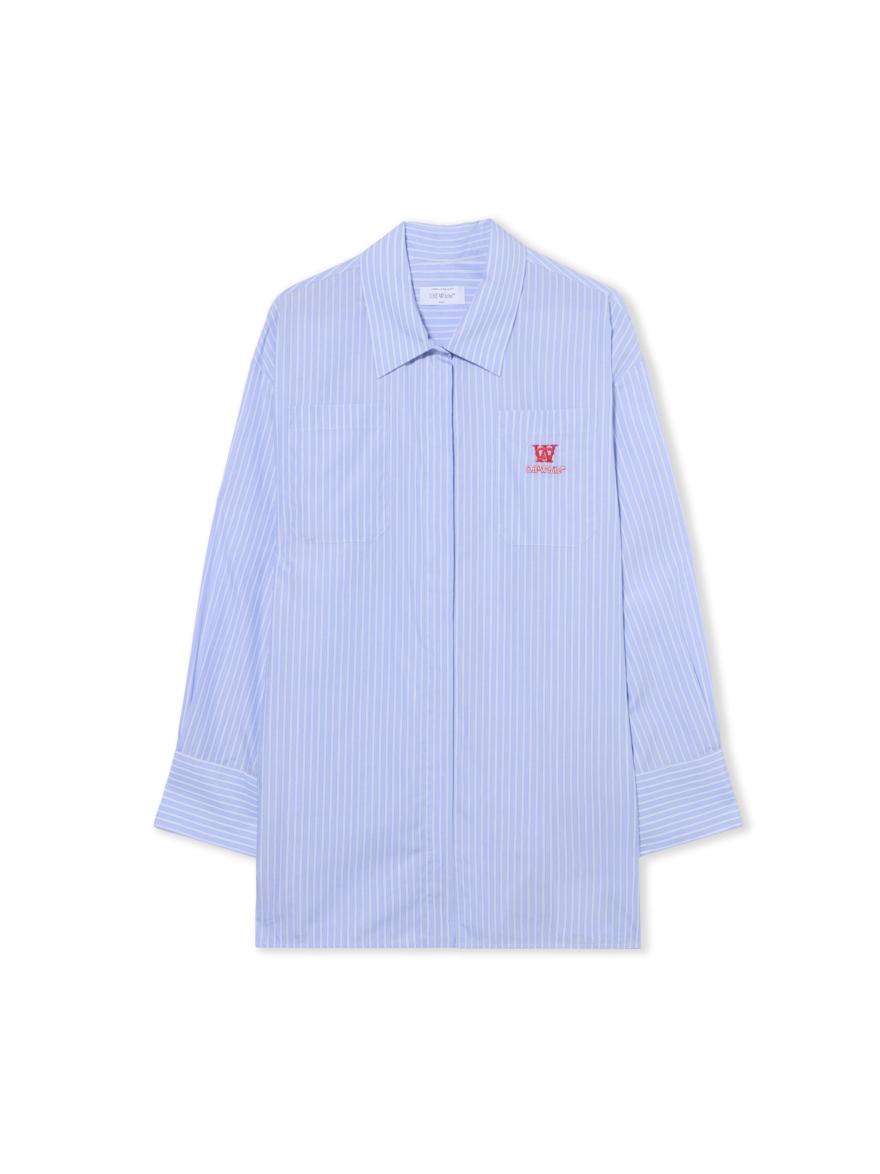 OFF WHITE Striped Poplin Shirt Dress KENTUCKY BLUE-RED DAHLIA OWDG00EF25FAB001