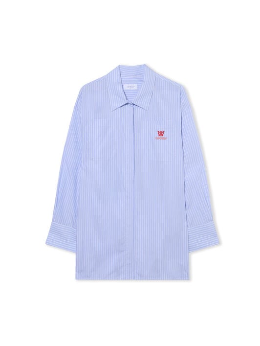 Striped Poplin Shirt Dress OFF WHITE Striped Poplin Shirt Dress KENTUCKY BLUE-RED DAHLIA OWDG00EF25FAB001