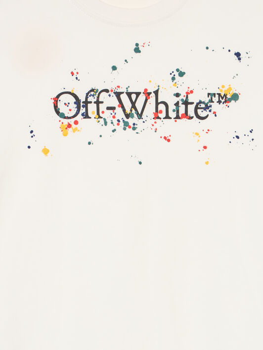 OFF WHITE Big Bookish Splat Logo T-Shirt WHITE - BLACK OBAA002F25JER005