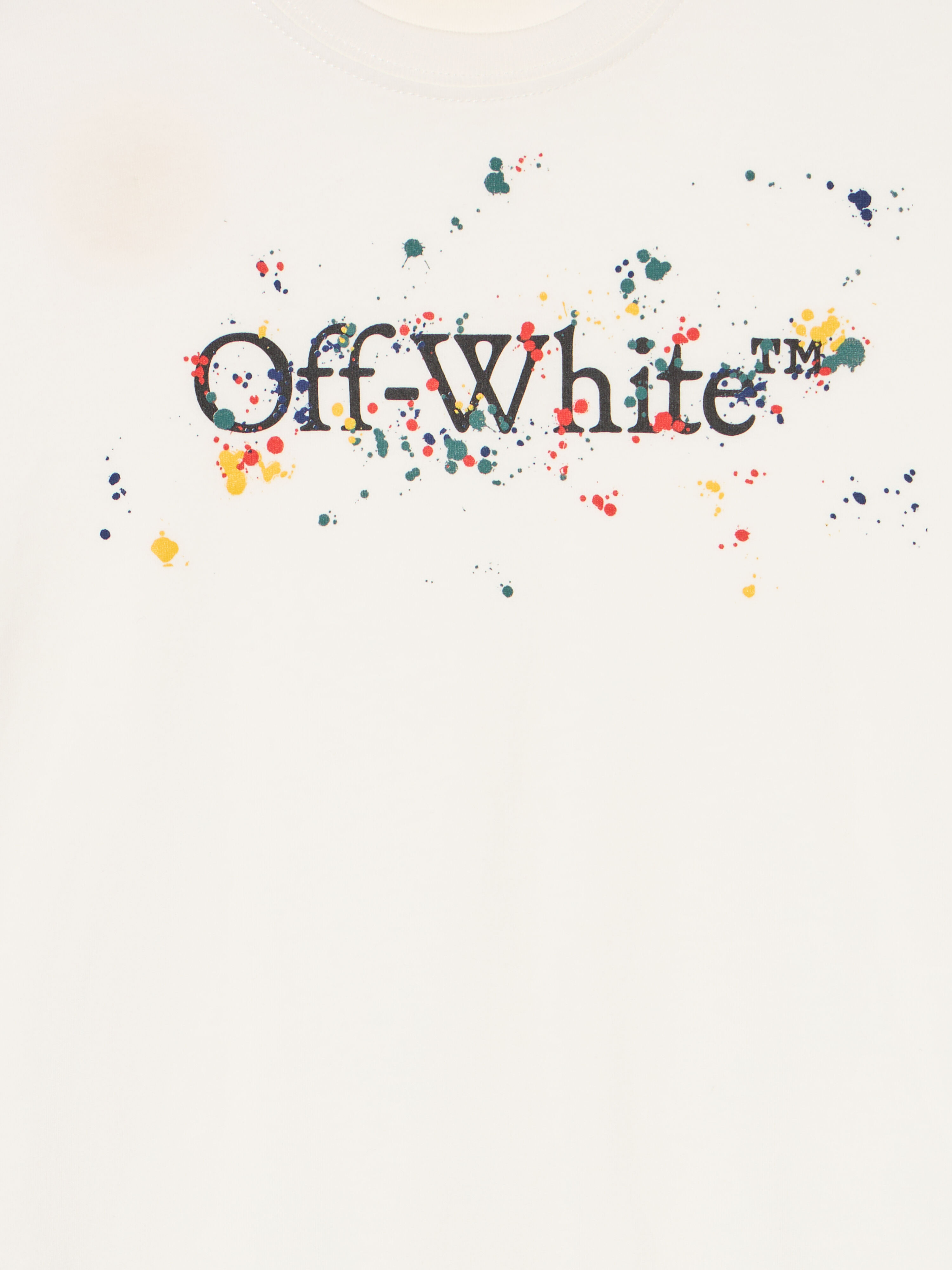 OFF WHITE Big Bookish Splat Logo T-Shirt WHITE - BLACK OBAA002F25JER005