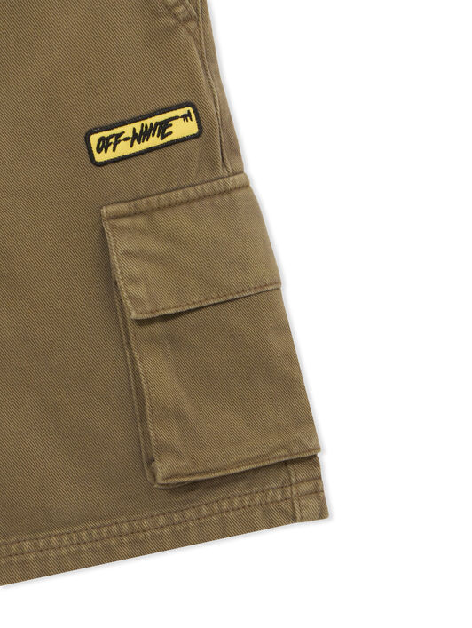 OFF WHITE Logo Patch Diag Cargo Short MARTINI OLIVE 44BCS001S26F001