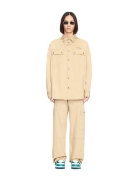 OFF WHITE Beige Stitch Military Overshirt  OMES017S25FAB001