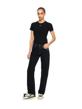 OFF WHITE Off Stamp Ribbed Basic T-Shirt Black-White 2AA065C99JER005