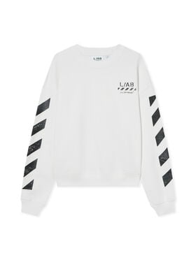 LAB L/AB Diagonal Crewneck Sweatshirt WHITE 44LABF26K052
