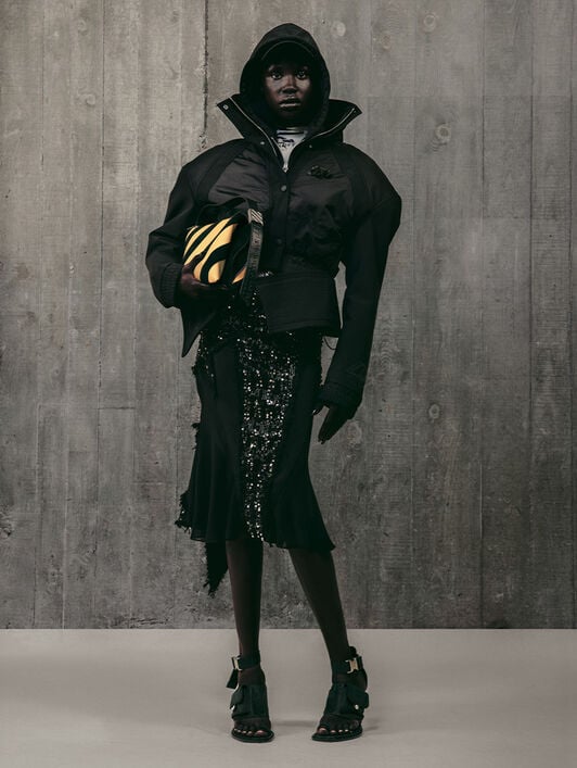 OFF WHITE NY Twill Race Peplum Bomber BLACK - NO COLOR OWEH033W25FAB001