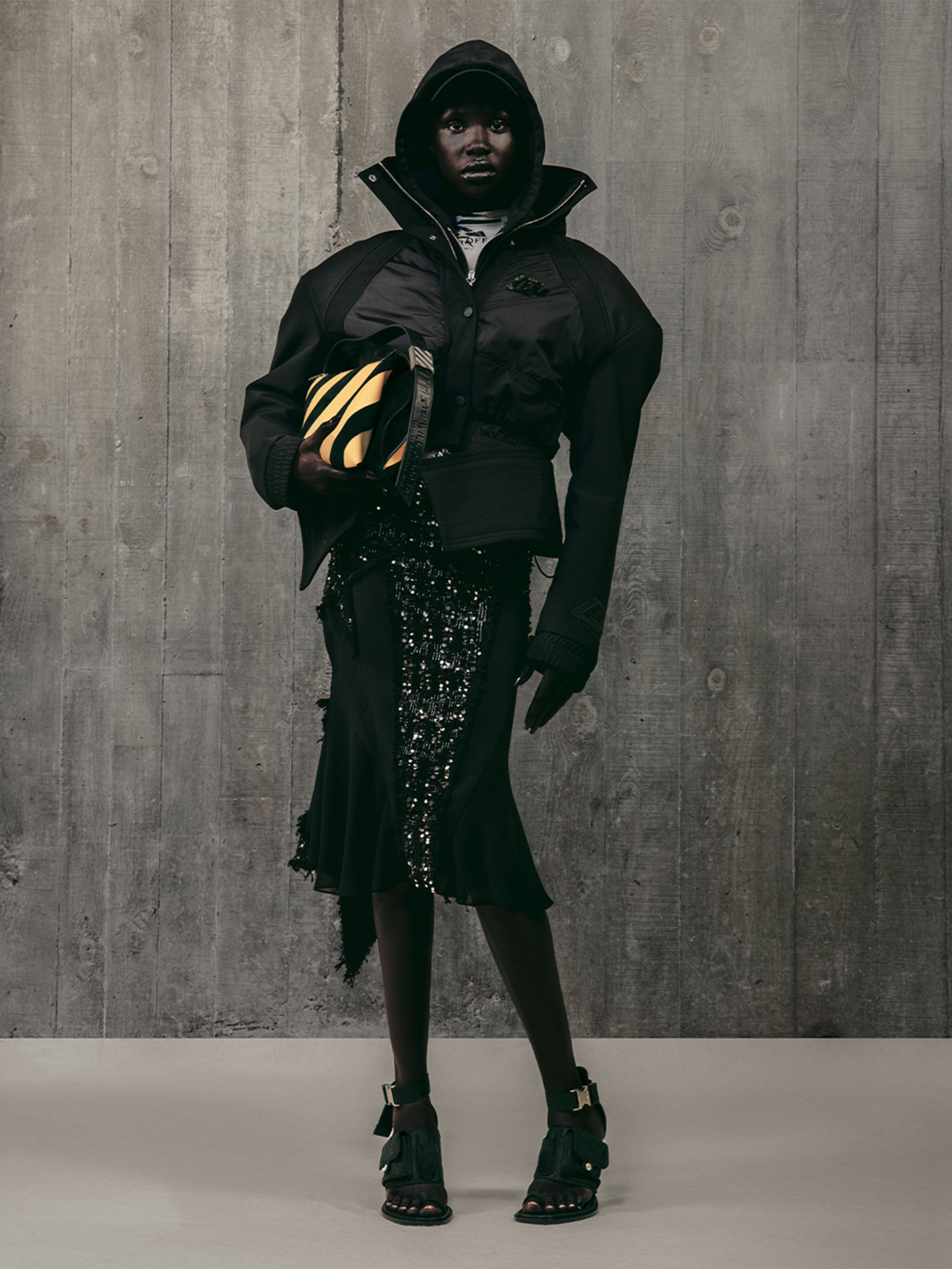 OFF WHITE NY Twill Race Peplum Bomber BLACK - NO COLOR OWEH033W25FAB001