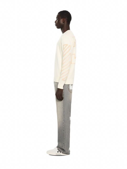iagonal Arrow Fuzzy Knit Crewneck OFF WHITE iagonal Arrow Fuzzy Knit Crewneck CREAM 44MHE087F26K001