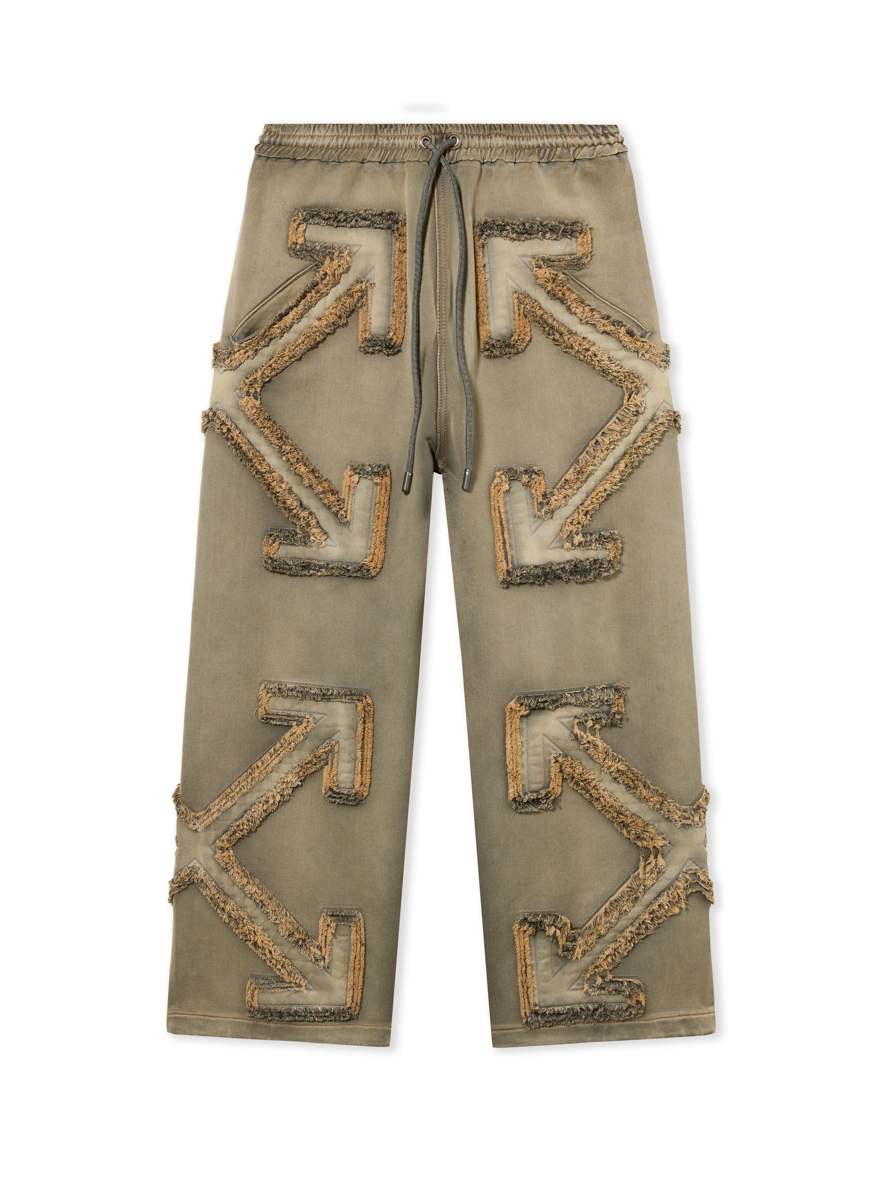 パンツ off-white line denim Distressed Denim Arrow Jogger Pants in BLACK TEAL - BLACK TEAL for