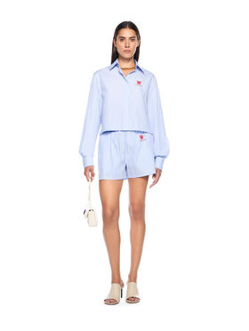 OFF WHITE Striped Poplin Shorts KENTUCKY BLUE-RED DAHLIA OWCB05JF25FAB001