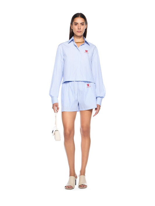 OFF WHITE Striped Poplin Shorts KENTUCKY BLUE-RED DAHLIA OWCB05JF25FAB001