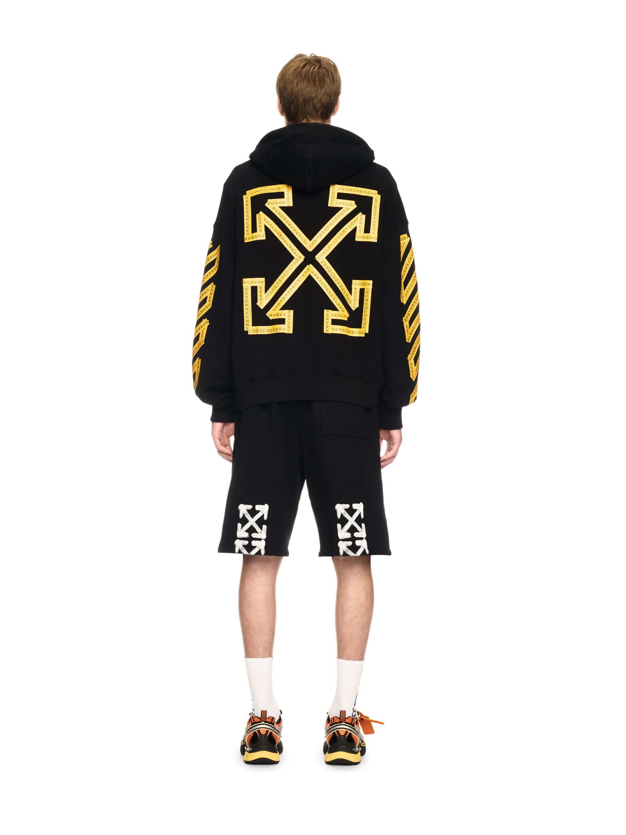OFF WHITE Felpa Nera Con Cappuccio E Motivo Tape Arrow NERO OMBB085S25FLE00J