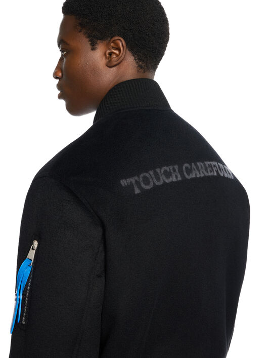 OFF WHITE Quote Bomber Jacket BLACK - DARK GREY OMEH05JF25FAB001