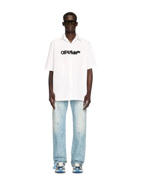 OFF WHITE White Spray Arrow Bowling Shirt GREY OMBB085S25FLE003