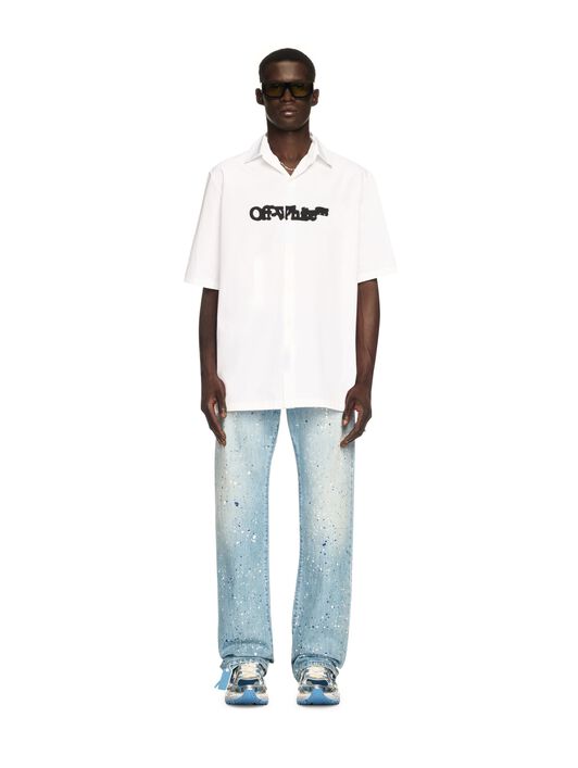 OFF WHITE White Spray Arrow Bowling Shirt WHITE OMGG013S25FAB00A