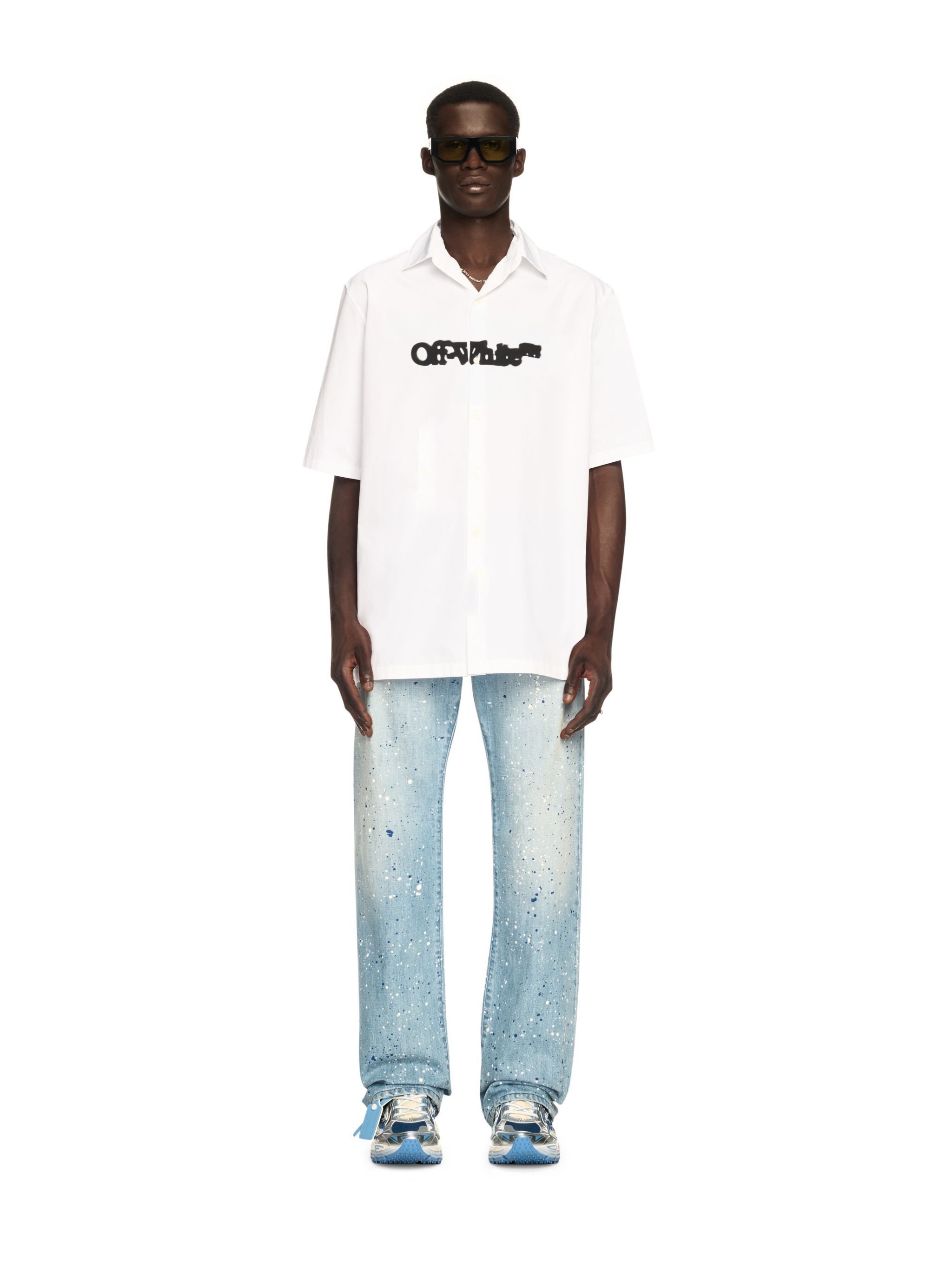 OFF WHITE White Spray Arrow Bowling Shirt WHITE OMGG013S25FAB00A