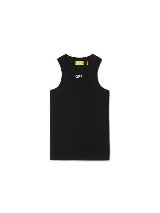 OFF WHITE Stamp Ribbed Tank BLACK OGAD009S25JER001