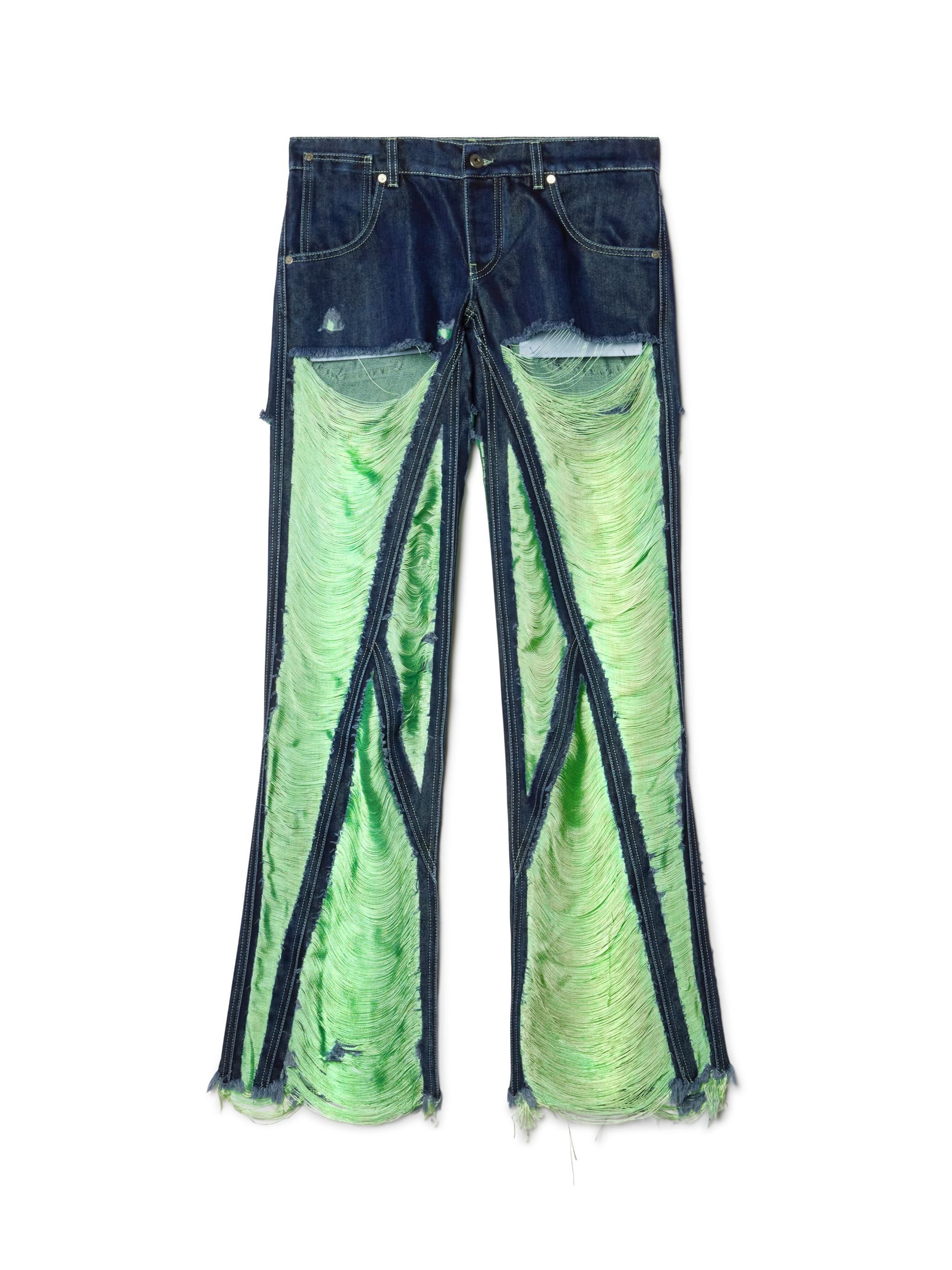 OFF WHITE Shredded Denim 5Pkt Pants BLUE OWYA065W24DEN001