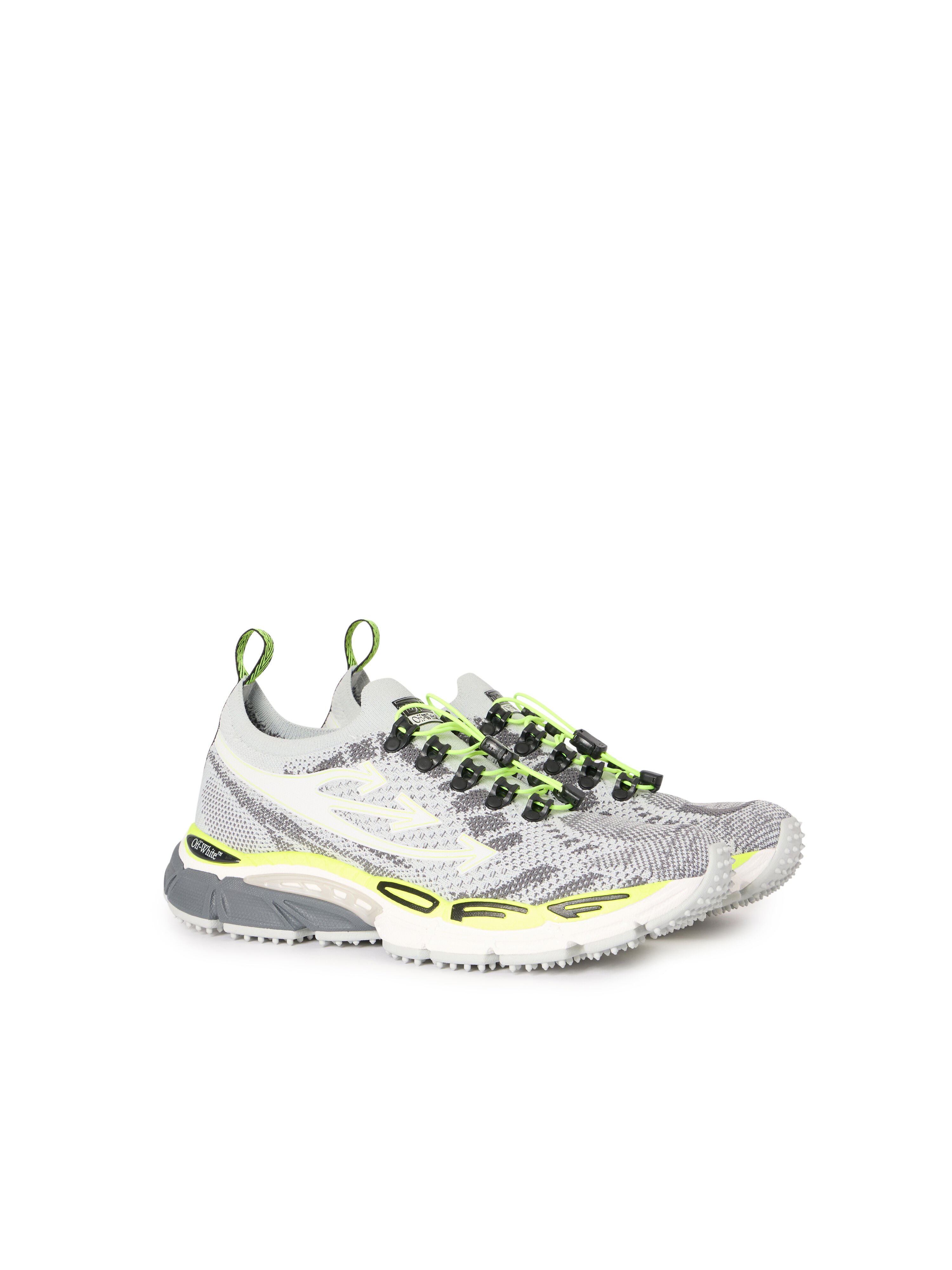 OFF WHITE Be Right Back Knit Sneakers LIGHT GREY - YELLOW FLUO OMIA2AOS26FAB001