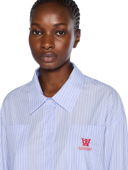 Striped Poplin Shirt Dress OFF WHITE Striped Poplin Shirt Dress KENTUCKY BLUE-RED DAHLIA OWDG00EF25FAB001