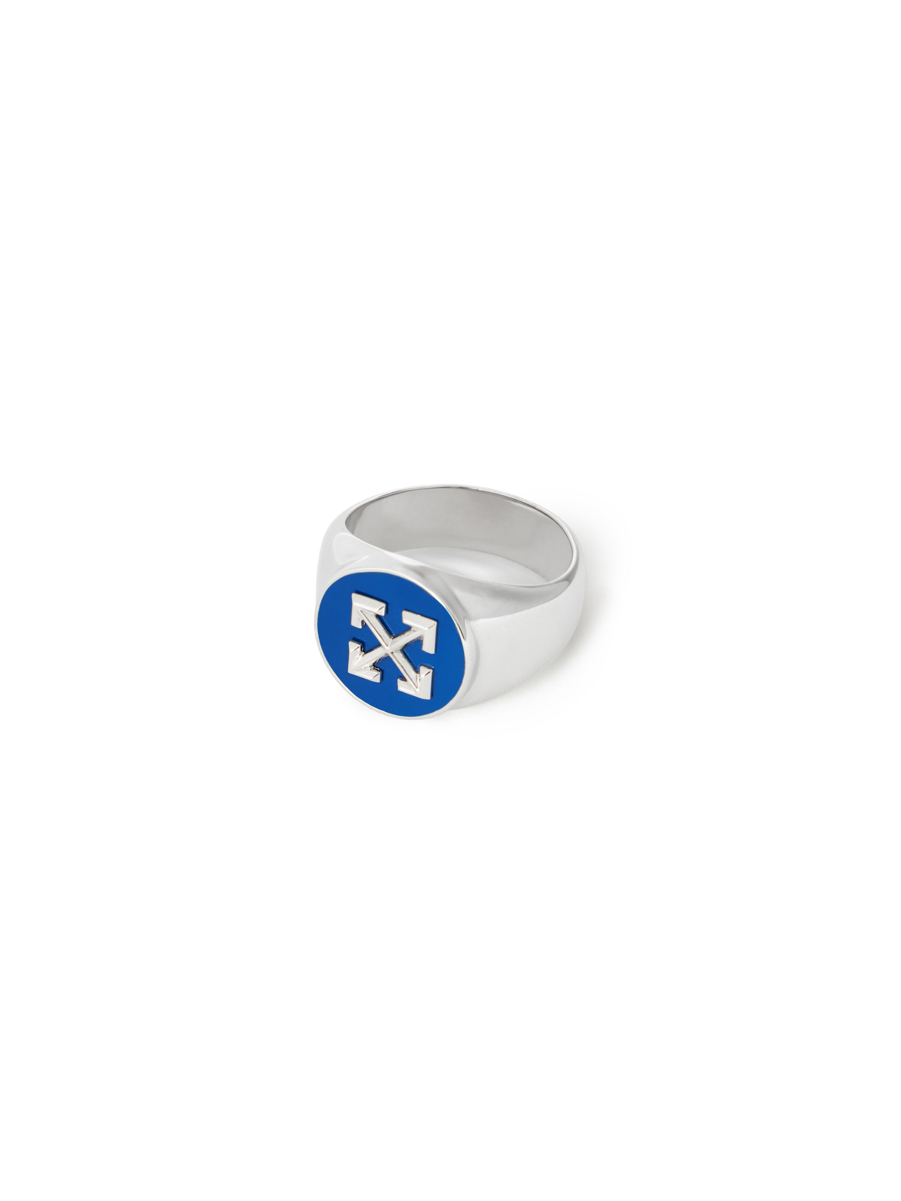 OFF WHITE Enamel Arrow Ring BLACK - SILVER OMOC07WS26MET001