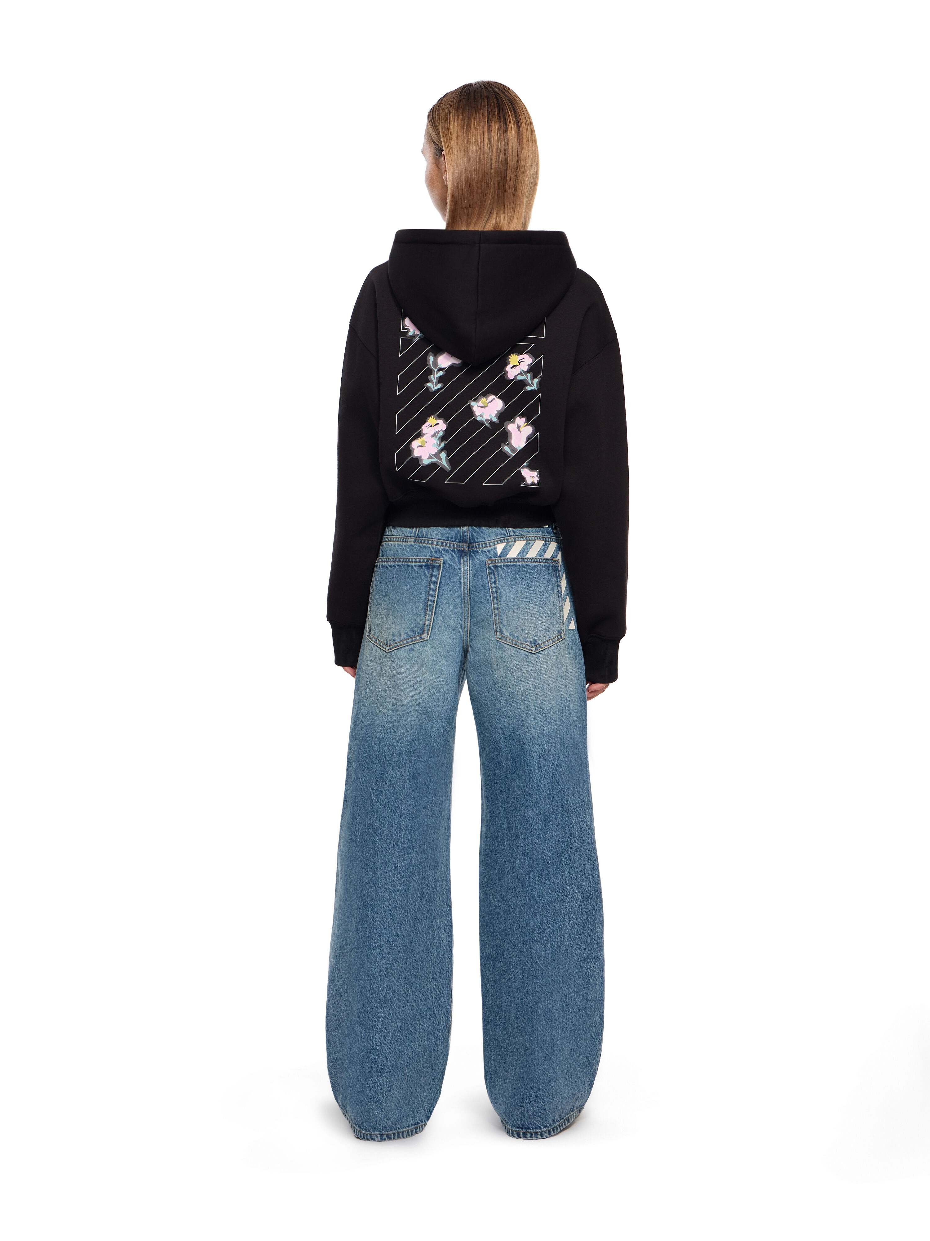 LAB L/AB Crystal Embellished Cropped Hoodie Black Night LABF2639B00102T