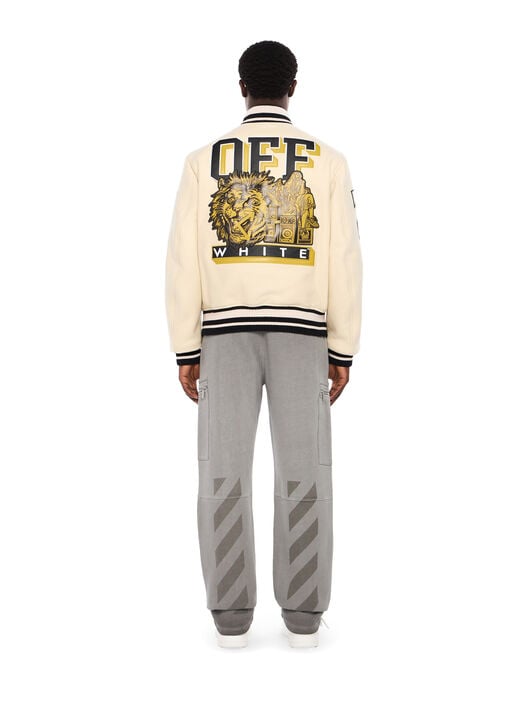 Lion Wool Varsity Jacket OFF WHITE Lion Wool Varsity Jacket FROZEN DEW OMEH053F25FAB002