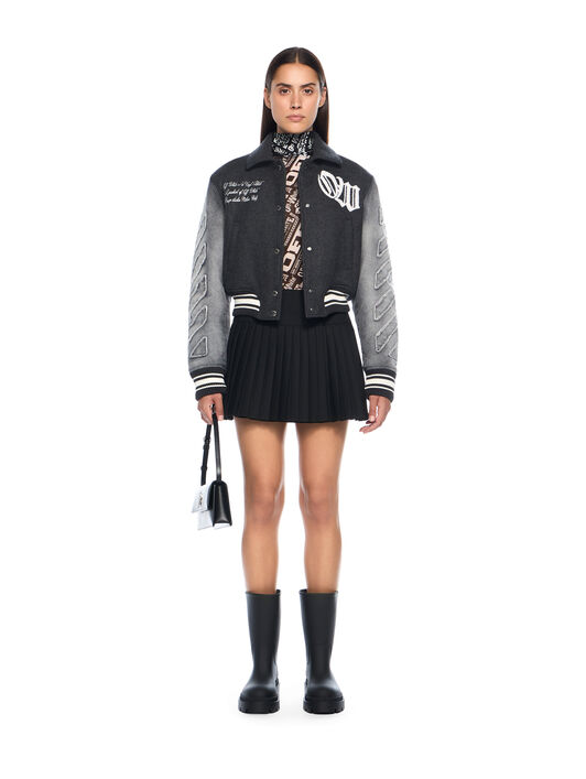 OFF WHITE Gothic Class Varsity Jacket BLACKENED PEARL-WHITE OWEK00MF25DEN001