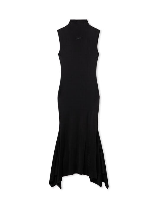 OFF WHITE Fluid Jer S/L Midi Dress Black-Black 2DB578S26JER001