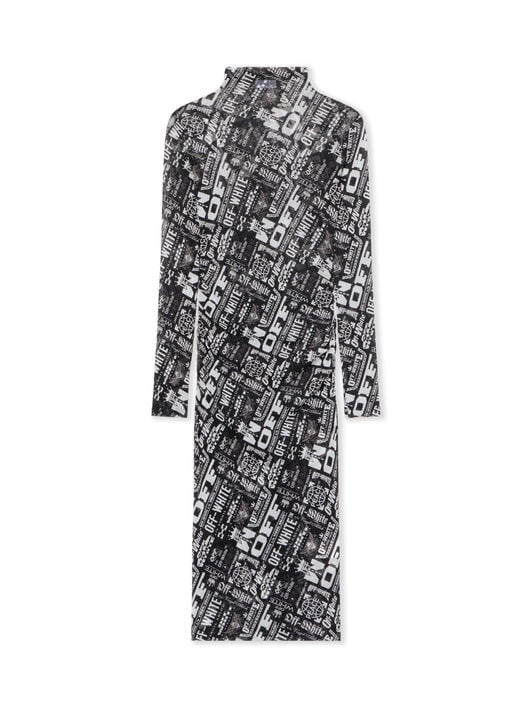 Multilogo Mesh Gather Midi Dress OFF WHITE Multilogo Mesh Gather Midi Dress MULTILOGO-NO COLOR OWDB55EF25JER002
