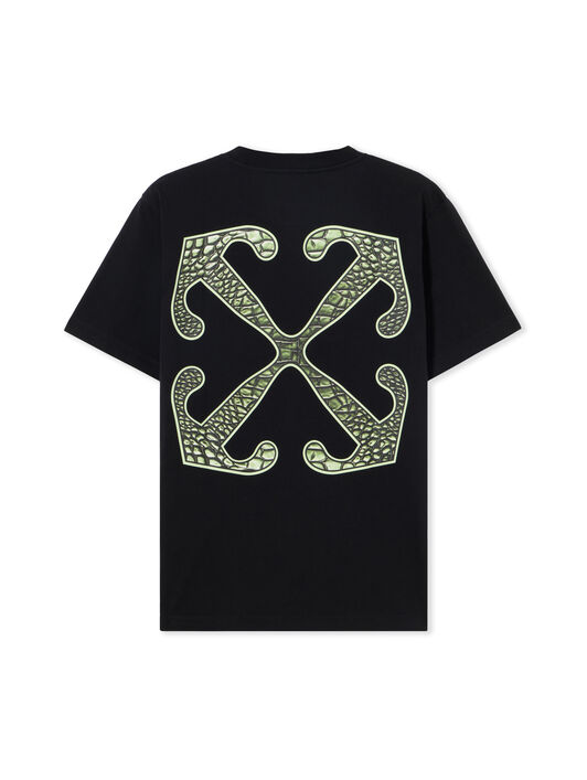 OFF WHITE Croco Arrow T-Shirt BLACK - LIME CREAM OMAA027S25JER00C