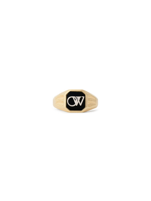OFF WHITE OW Monogram Signet Ring BLACK RHODIUM C07883