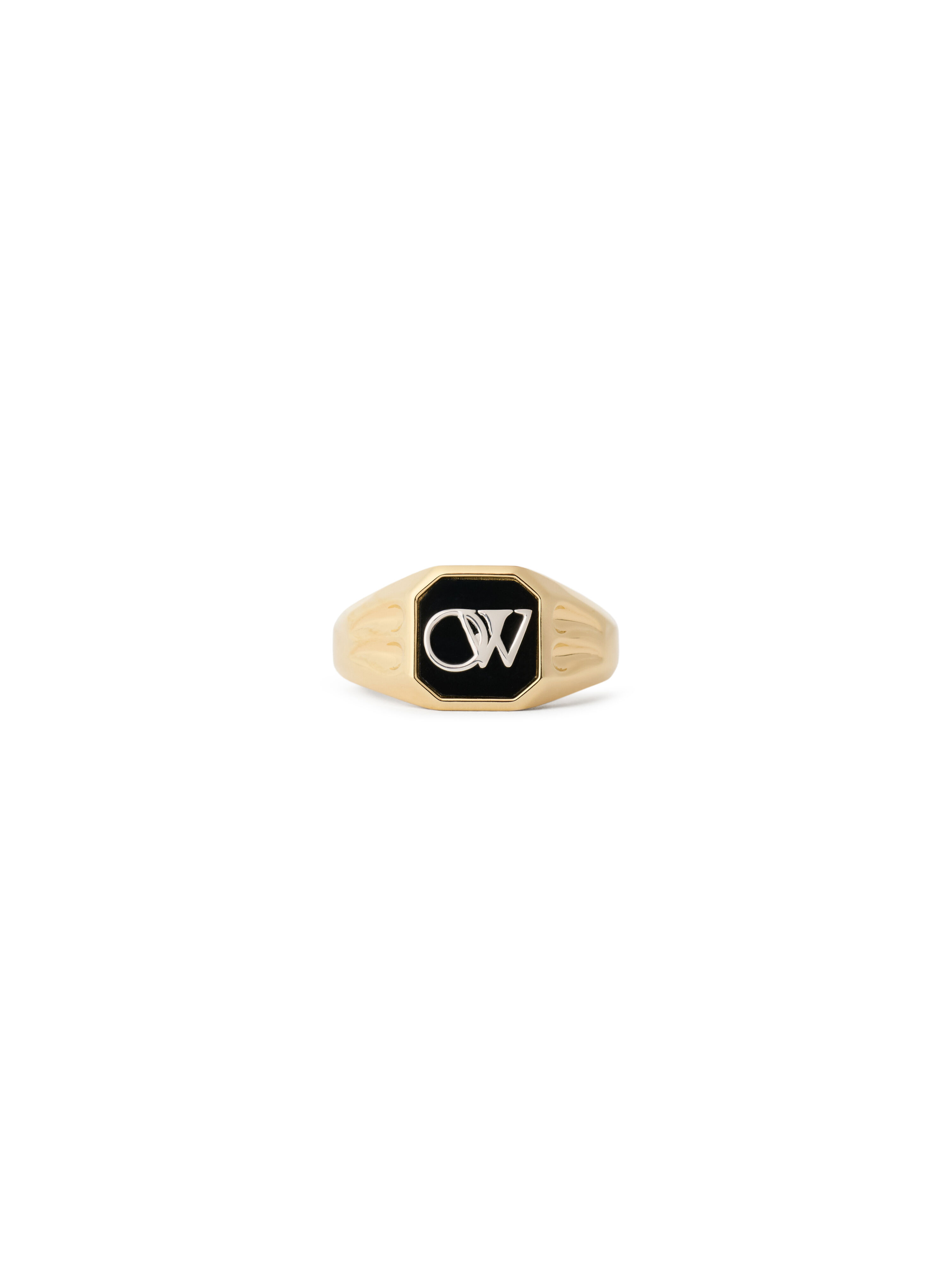 OFF WHITE OW Monogram Signet Ring BLACK RHODIUM C07883