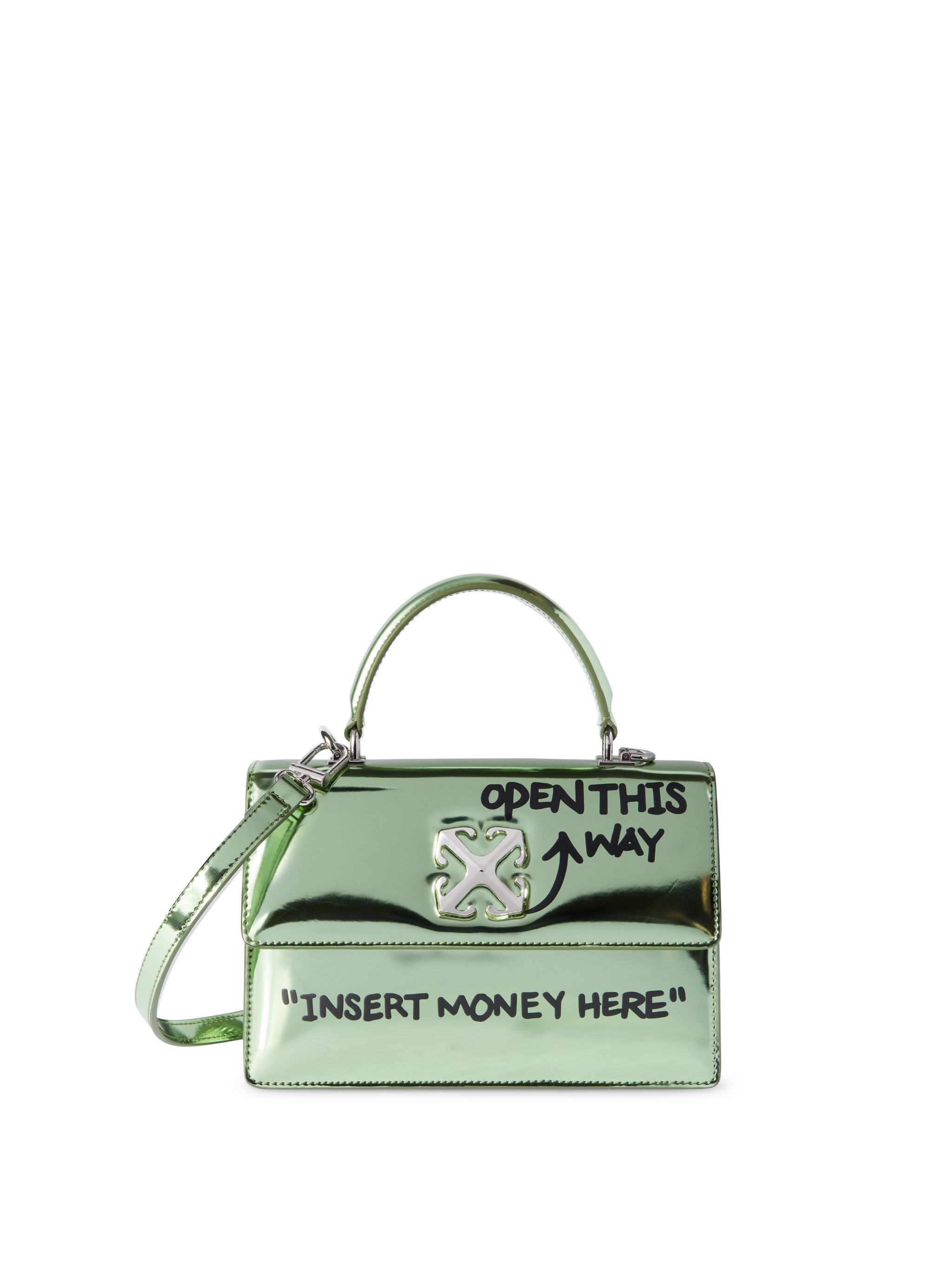 OFF WHITE Green Jitney 1.4 Quote Top Handle Bag GREEN OWNP062S25FAB001