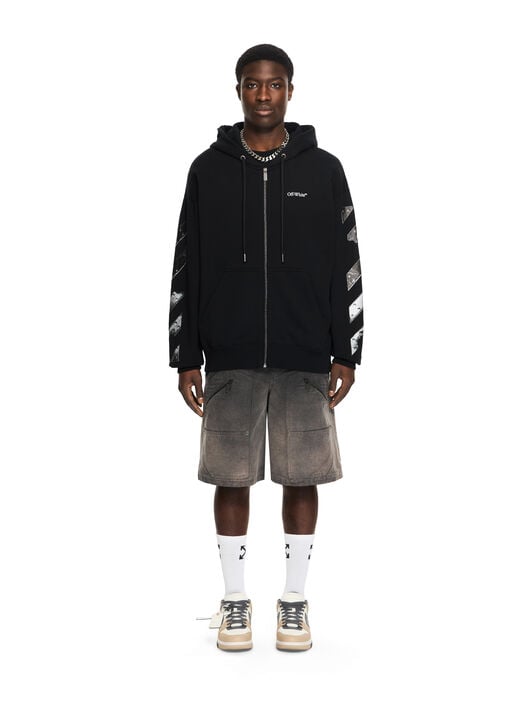 OFF WHITE Metal Arrow Skate Zip Hoodie BLACK 44MBE015S26F001