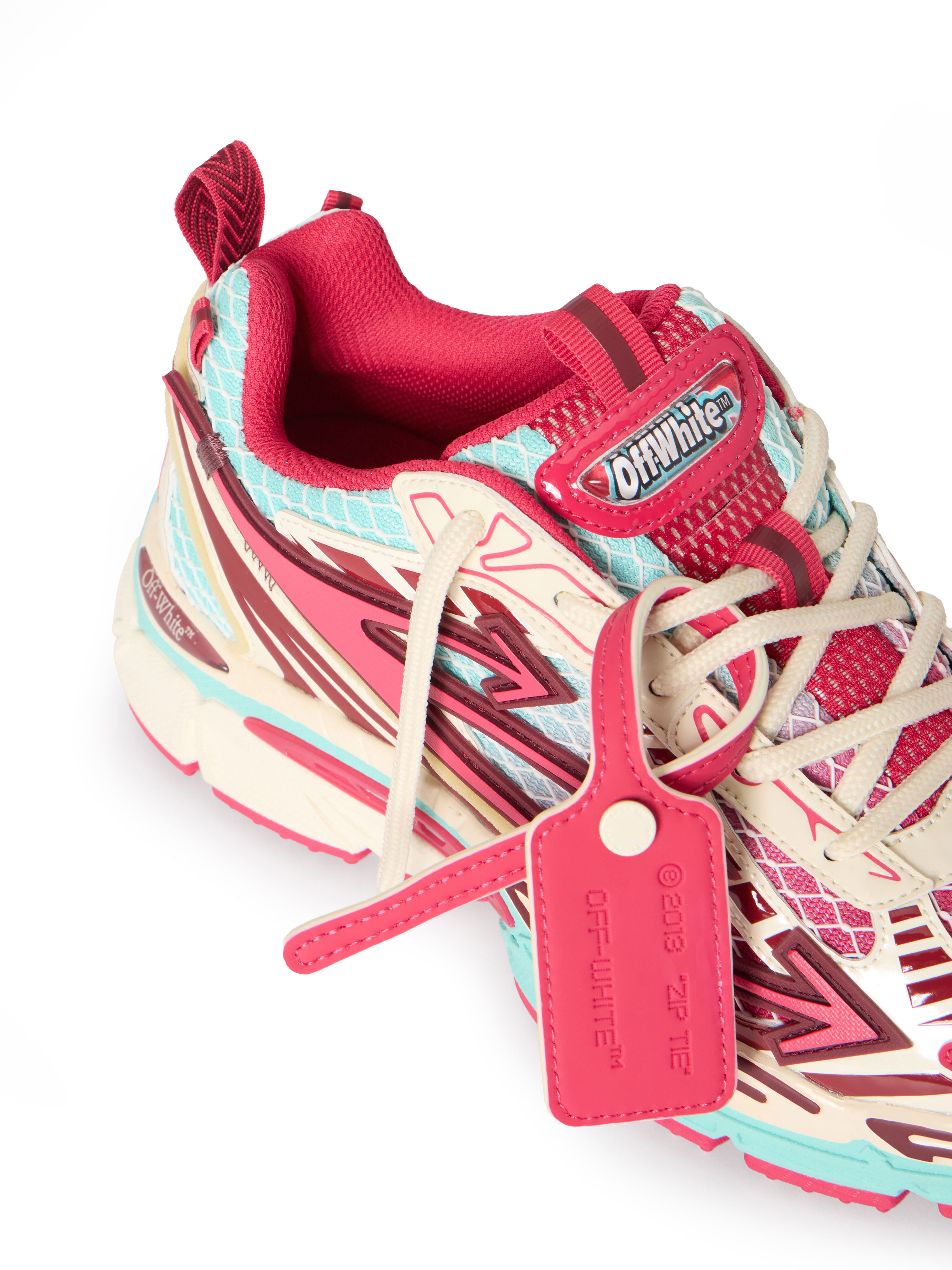 OFF WHITE Be Right Back Fishnet Sneakers ROSE RED - CELESTE OWIA289S26FAB004