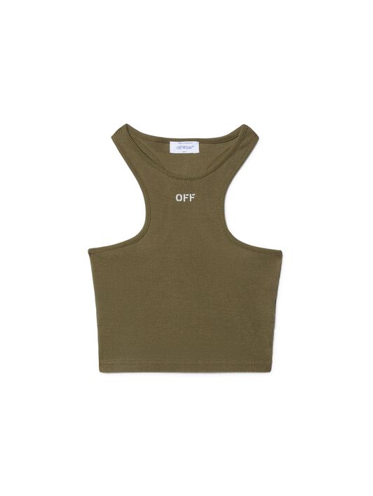 OFF WHITE Green Stamp Ribbed Rowing Top GREEN OWAD086S25JER002