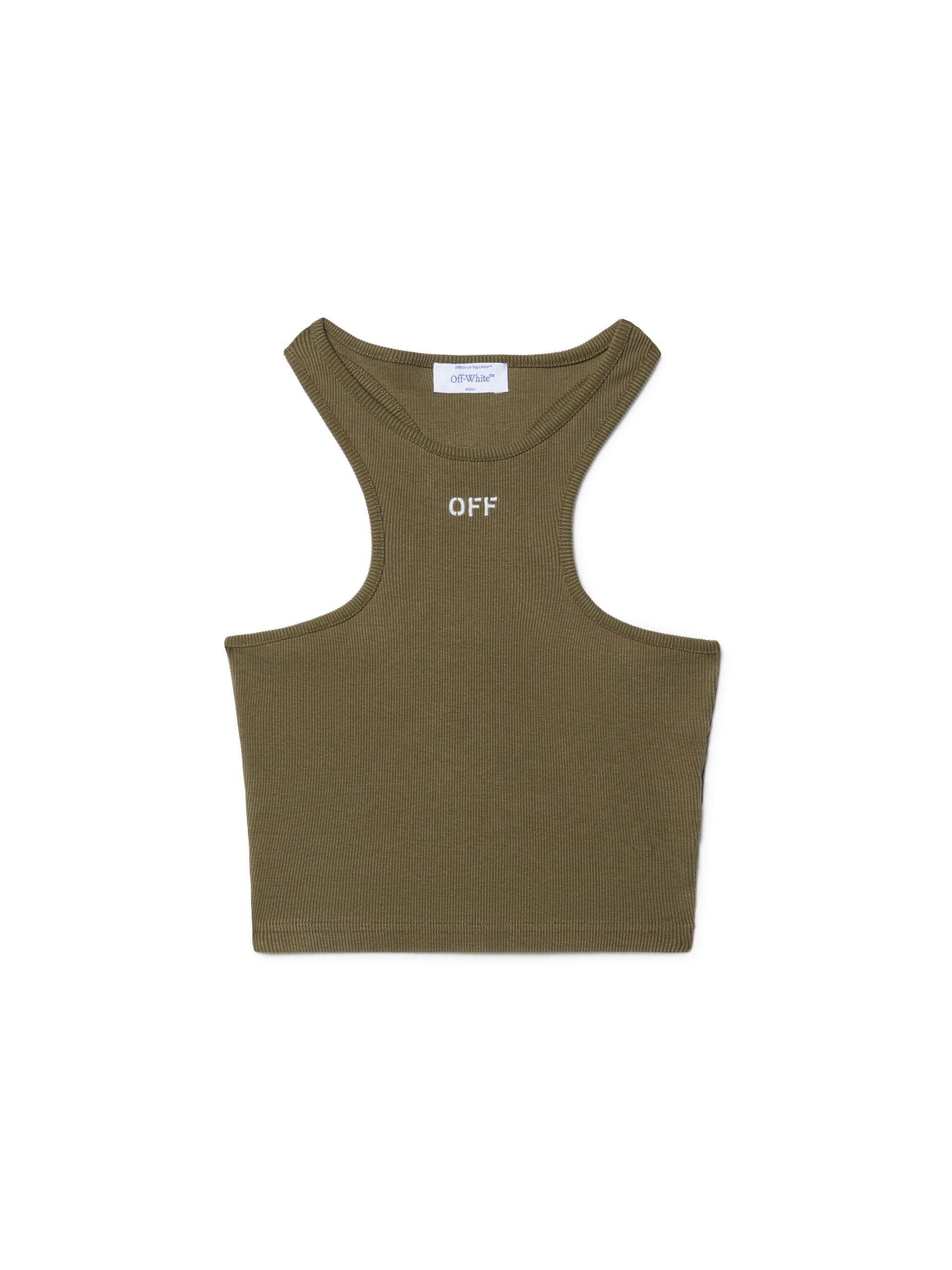OFF WHITE Green Stamp Ribbed Rowing Top GREEN OWAD086S25JER002