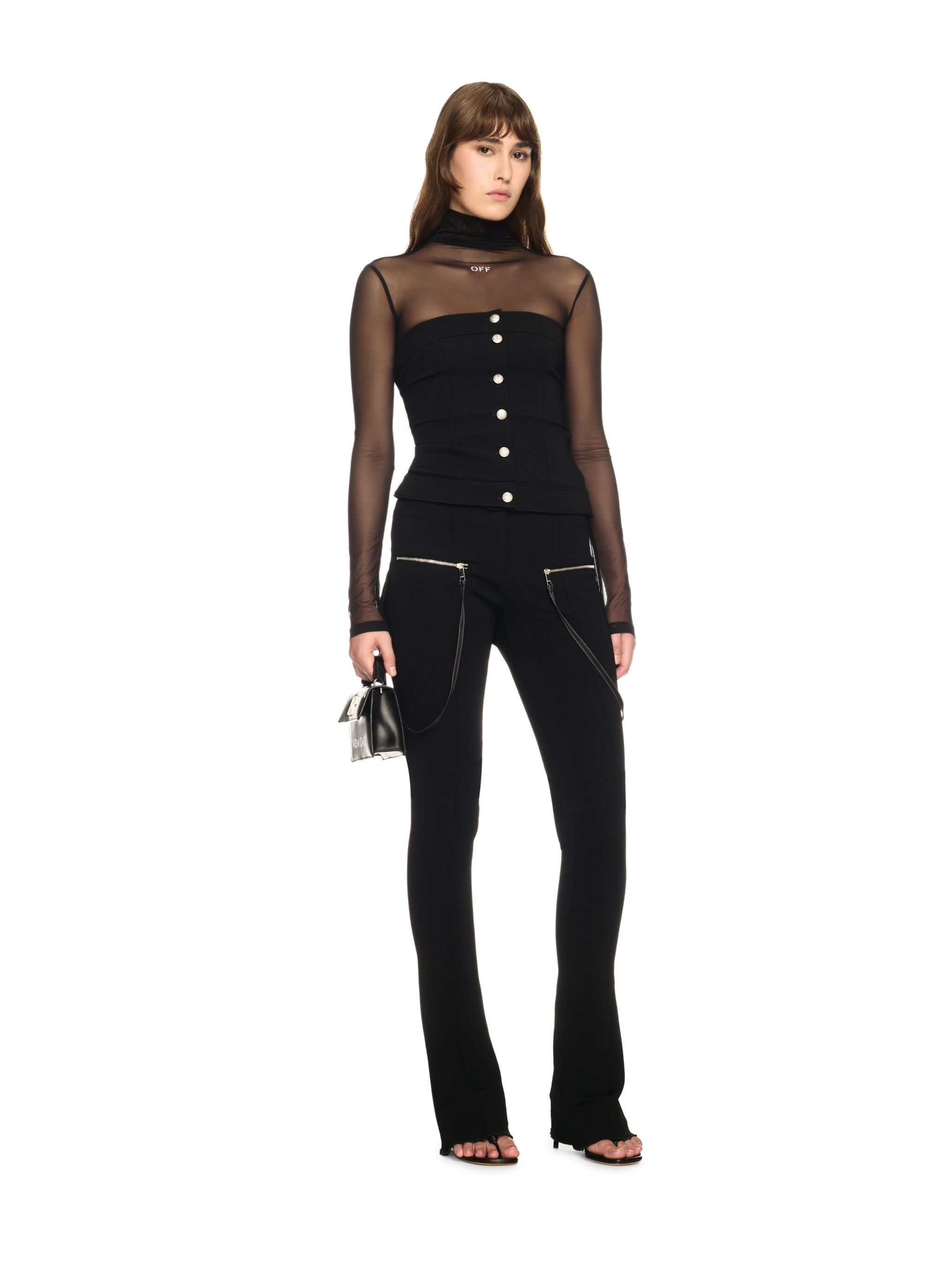 OFF WHITE Black Britney Zip Pants BLACK OWCA18CS25JER002