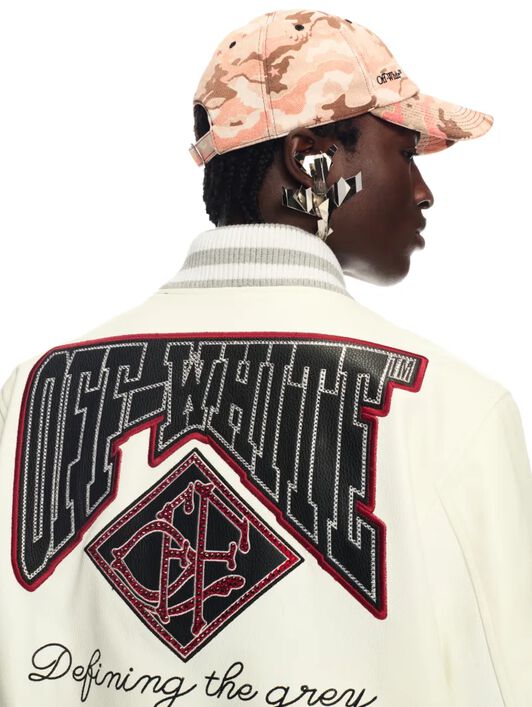 weiße leder kristall collegejacke OFF WHITE weiße leder kristall collegejacke WHITE OMJA123Z25LEA002