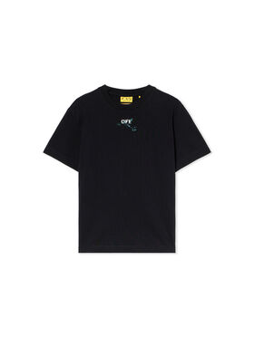 OFF WHITE Diagonal Splat T-Shirt BLACK - TEAL OBAA002F25JER00A