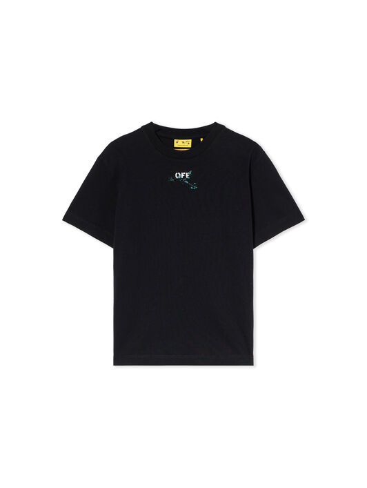 OFF WHITE Diagonal Splat T-Shirt BLACK - TEAL OBAA002F25JER00A