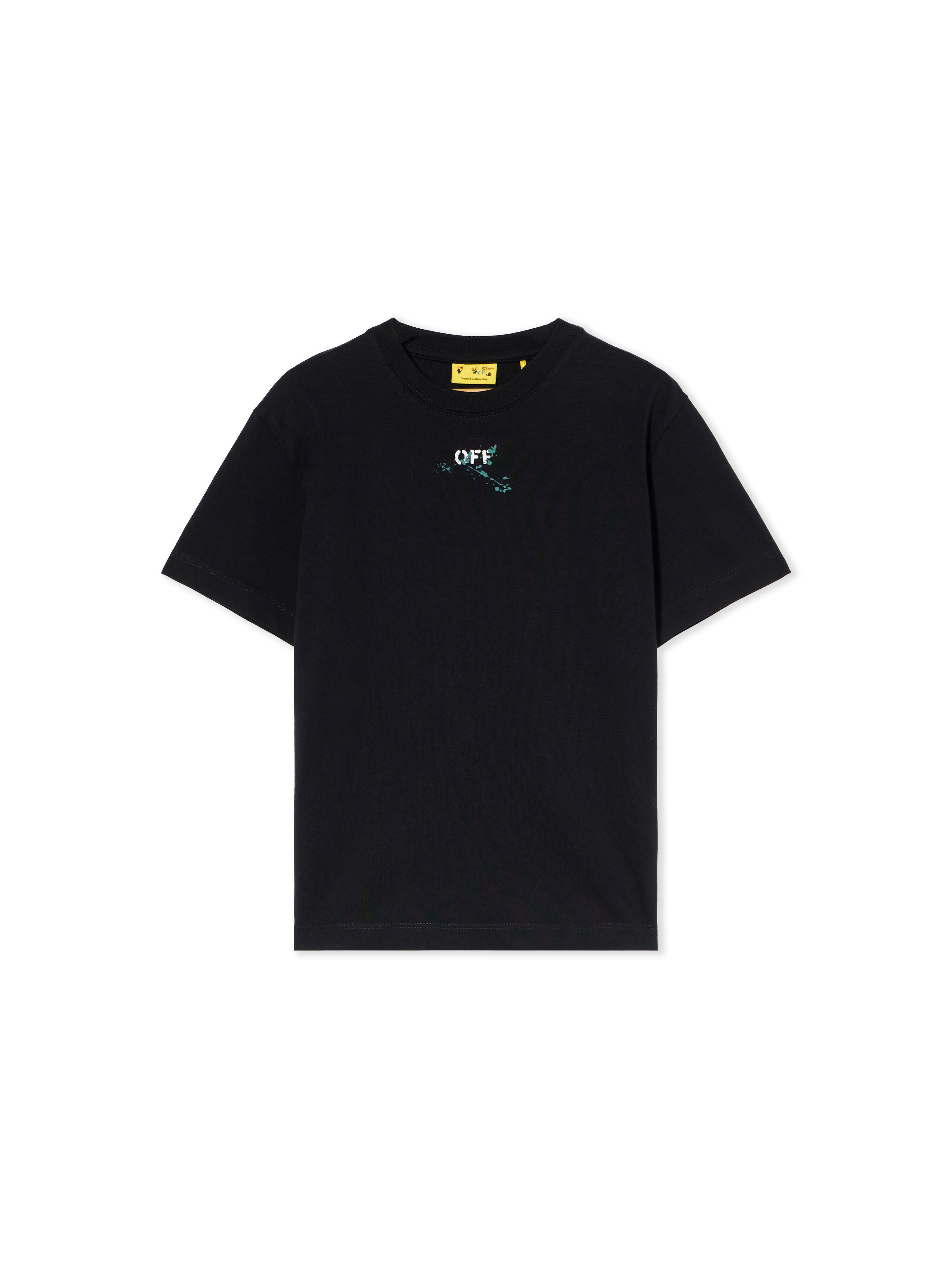 OFF WHITE Diagonal Splat T-Shirt BLACK - TEAL OBAA002F25JER00A