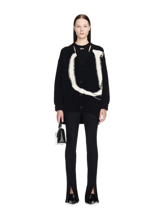 OFF WHITE Schwarzer Maxi Logo Cardigan SCHWARZ OWHB043C99KNI001