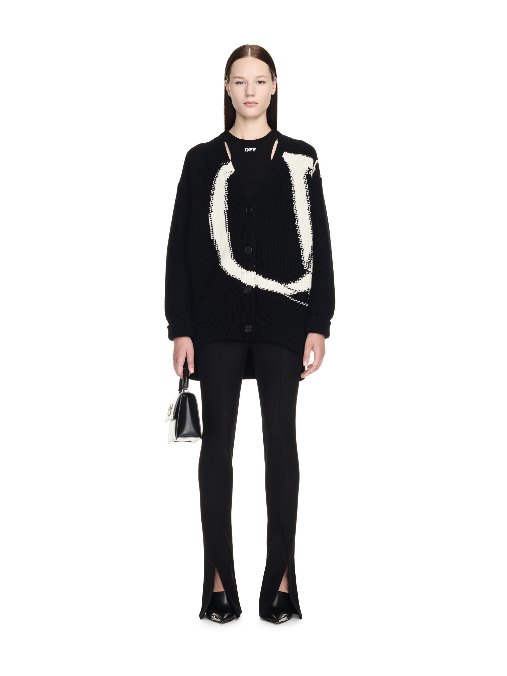 OFF WHITE Schwarzer Maxi Logo Cardigan SCHWARZ OWHB043C99KNI001