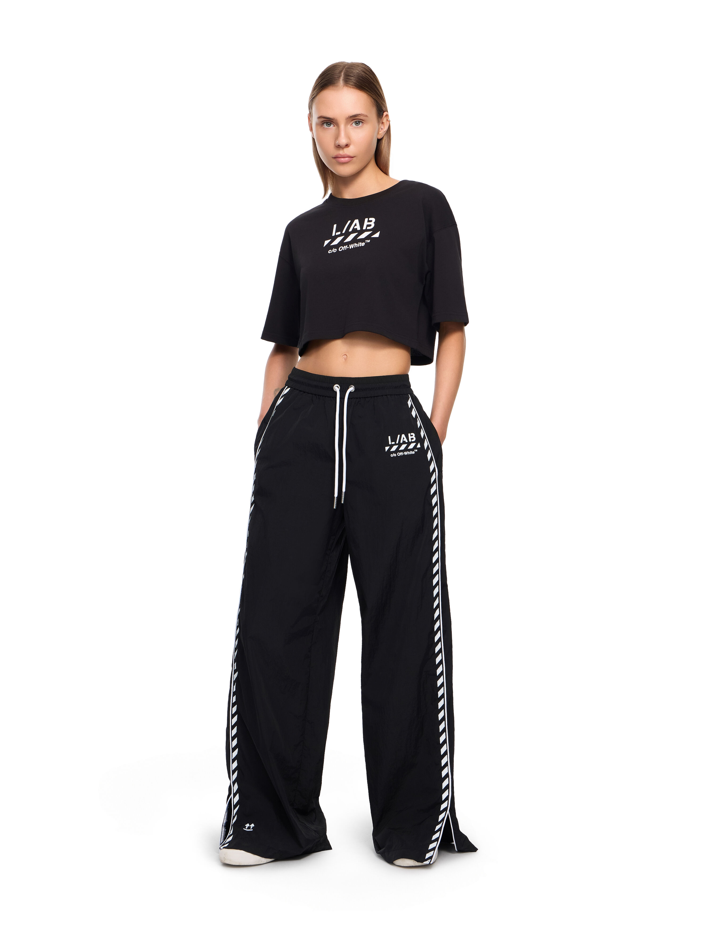 LAB L/AB Split Hem Diagonal Track Pants Black Night LABF2639H00057T