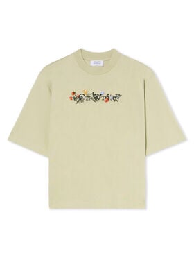 OFF WHITE Bookish Flowers Boxy Logo Tee ALFAALFA-BLACK OWAA124F25JER002