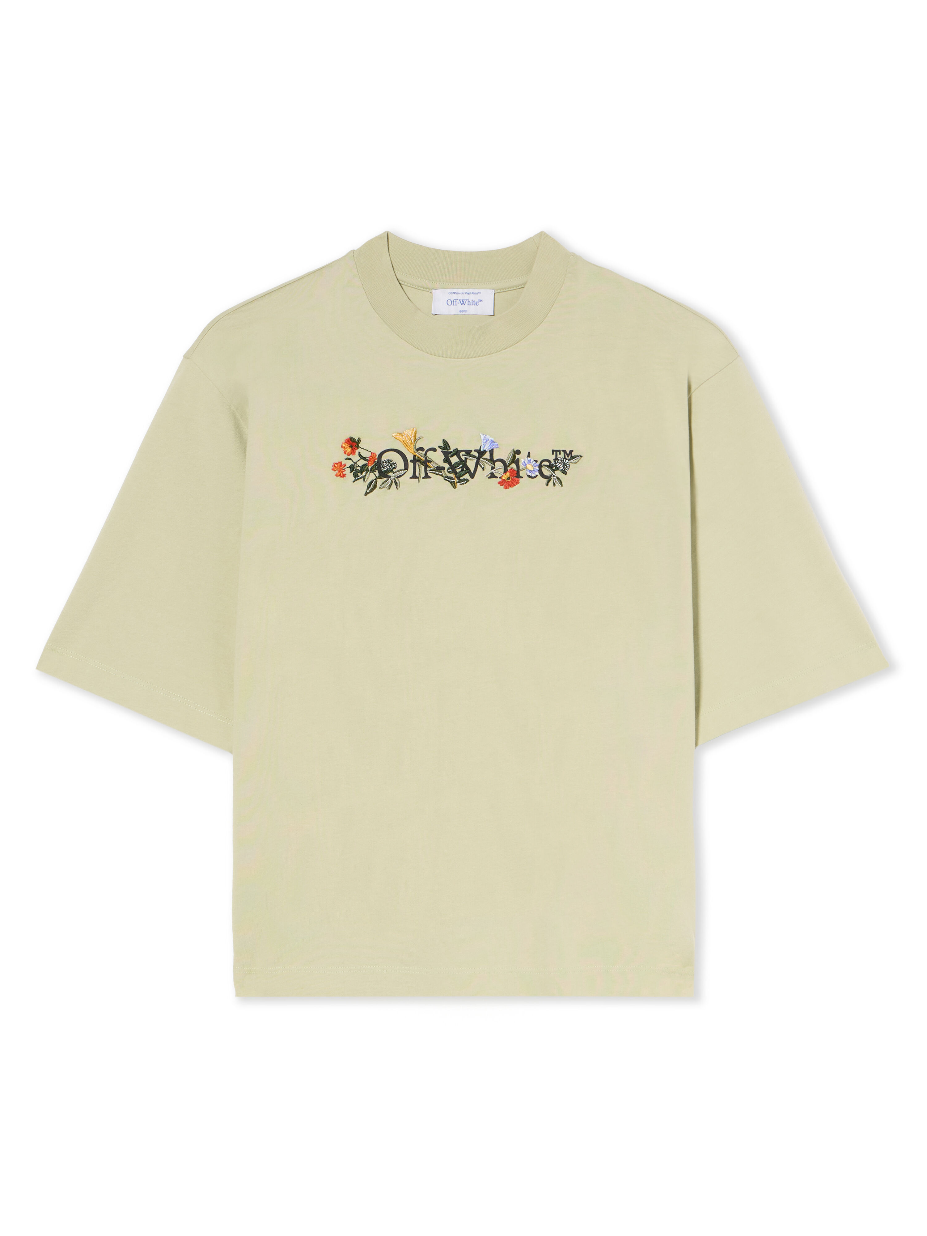 OFF WHITE Bookish Flowers Boxy Logo Tee ALFAALFA-BLACK OWAA124F25JER002