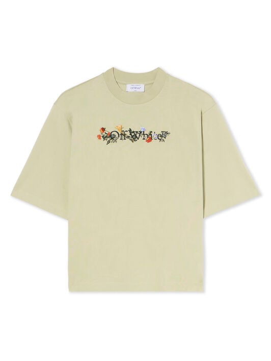 Bookish Flowers Boxy Logo Tee OFF WHITE Bookish Flowers Boxy Logo Tee ALFAALFA-BLACK OWAA124F25JER002